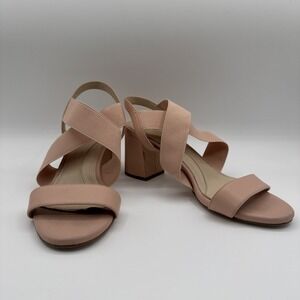 Cole Haan Aniston Elastic Sandal Mahogany Rose Leather‎ 6.5  2.75" Block Heal